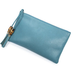 Gucci Bamboo Tassel Pouch in Turquoise Grained Leather